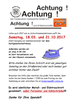 Samstag, 18.03. und 21.10.2017
