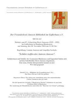 Der Freundeskreis Janssen Bibliothek im Goßlerhaus e.V. "Schüler