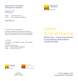 Culture. A Life of Learning - Hochschule für Philosophie München