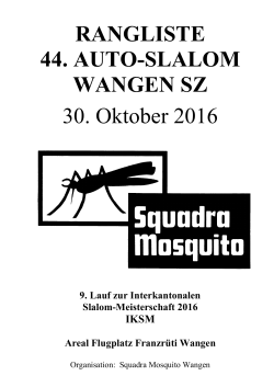 RANGLISTE 44. AUTO-SLALOM WANGEN SZ 30. Oktober 2016