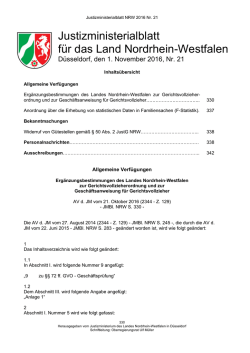 Justizministerialblatt für das Land Nordrhein-Westfalen - NRW
