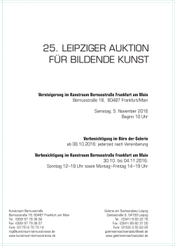 25. Leipziger Auktion für biLdende kunst