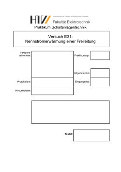 Versuch E31: Nennstromerwärmung einer Freileitung