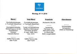 Menüplan Cafeteria 07.11. - 13.11.2016