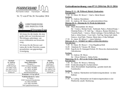 Gottesdienstordnung vom 7.11.2016 bis 20.11.2016