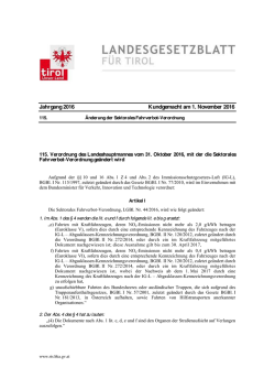 Jahrgang 2016 Kundgemacht am 1. November 2016
