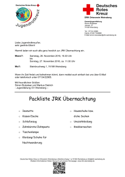 Packliste JRK Übernachtung