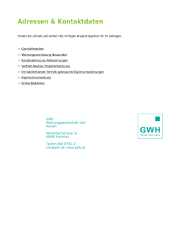 Adressen und Kontaktdaten: GWH Wohnungsgesellschaft mbH