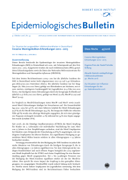 Epidemiologische Bulletin des Robert Koch-Institut Ausgabe
