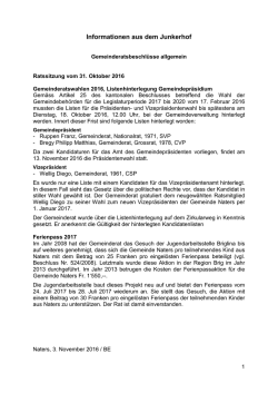 Informationen aus dem Junkerhof