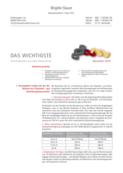 Informationen aus dem Steuerrecht, November 2016