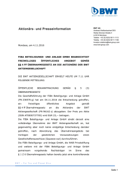 FIBA freiwilliges &ouml;ffentliches Angebot