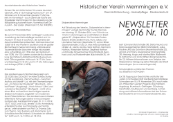 NEWSLETTER 2016 Nr. 10 - Historischer Verein Memmingen