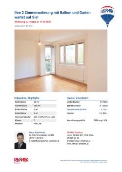 Ihre 2 Zimmerwohnung mit Balkon und Garten