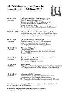 12. Offenbacher Hospizwoche vom 04. Nov. – 15. Nov. 2016