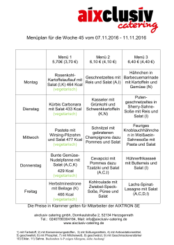 Speisplan Aixtron KW 44