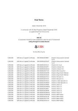 Endgültige Bedingungen - UBS