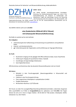 eine Studentische Hilfskraft (40 h/ Monat)