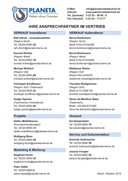 IHRE AnSPRECHPARTnER IM VERTRIEB - PLANETA