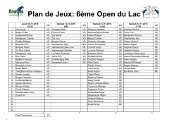Plan de jeux 2016 - Bowling de Lausanne-Vidy