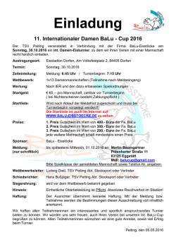 Einladung 11. Internationaler Damen BaLu - Cup