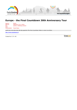 Europe - the Final Countdown 30th Anniversary Tour