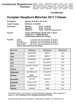 Kursplan Hauptkurs München 2017 I Classic
