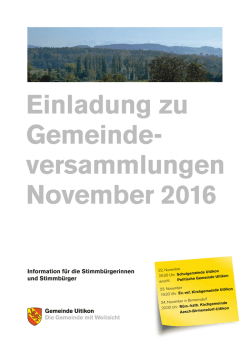 Einladung zu Gemeinde- versammlungen November 2016