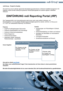 EINF&Uuml;HRUNG redi Reporting Portal (rRP) - redi