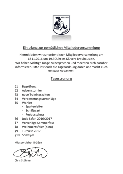 Einladung zur gemütlichen Mitgliederversammlung Tagesordnung