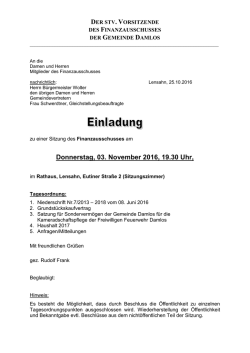 Donnerstag, 03. November 2016, 19.30 Uhr