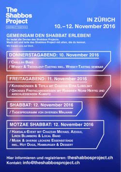 Flyer auf Deutsch - The Shabbos Project – Zurich