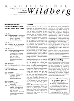Gottesdienste und kirchliche Anl&auml;sse vom 29. Okt. bis 4