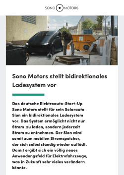 Sono Motors stellt bidirektionales Ladesystem vor