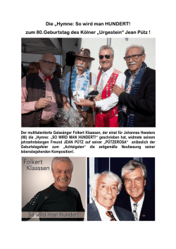 Die &bdquo;Hymne: So wird man HUNDERT! zum 80 - VIP-NEWS