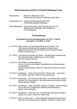 Reformationskurs 2016/17 im Distrikt Waiblingen