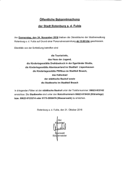 Stadtverwaltung am 24.11.16 ab 13.00 Uhr geschlossen!