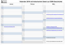 Kalender 2016 mit historischen Daten zur DDR