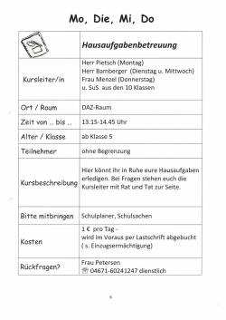 Hausaufgabenbetreuung