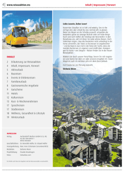INHALT 2 Erl&auml;uterung zur Reiseauktion 4 Inhalt, Impressum