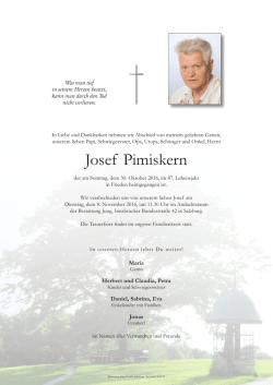 Josef Pimiskern - Bestattung Jung, Salzburg, Bestattungsunternehmen