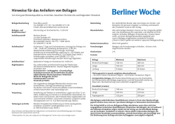 Hinweise f&uuml;r das Anliefern von Beilagen