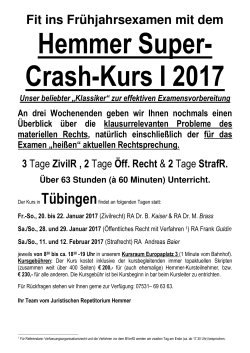 Anmeldeformular Crashkurs Tübingen 17 I