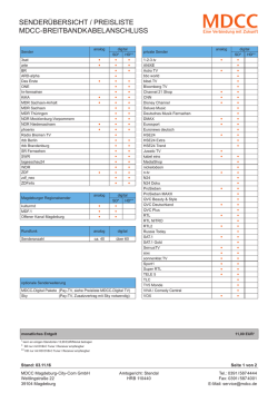 sender&uuml;bersicht / preisliste mdcc