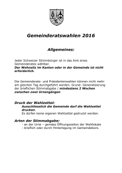 Gemeinderatswahlen 2016