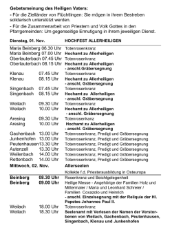 Gottesdienste Aresing / Weilach und Maria Beinberg