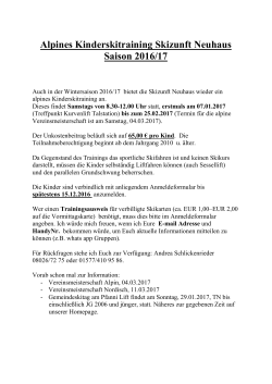 Infos zum Kinderskitraining + Anmeldeformular