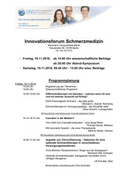 Innovationsforum Schmerzmedizin