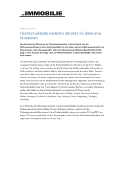 Hochschulst&auml;dte weiterhin attraktiv f&uuml;r defensive