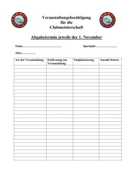 Veranstaltungsbestätigung für die Clubmeisterschaft Abgabetermin
